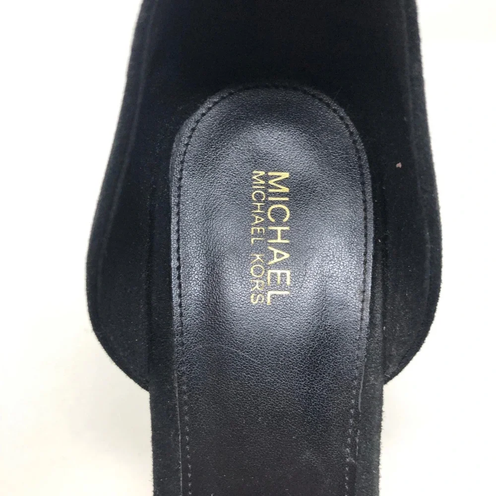Michael Kors Platform Sandals Womens 10 Black Suede Ankle Strap Stiletto‎ SG22F
